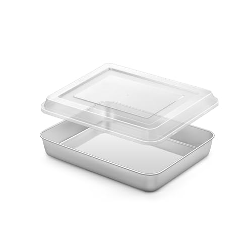Homikit Backblech, Rechteckige Klein Auflaufform Ofenblech aus Edelstahl, Tiefes Ofenform Fettpfann mit Luftdichtem Deckel für Backen Braten, 23,8x18x5cm, Leicht zu reinigen & Spülmaschinenfest von Homikit