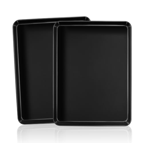 Homikit Backblech 2er Set, Rechteckig Karbonstahl Kuchenblech Backform, Antihaft Fettpfanne Ofenblech für Backen Braten Servieren, Rostfrei & Ungiftig, Leicht zu Reinigen, 31,5 cm x 24,5 cm x 2,5 cm von Homikit