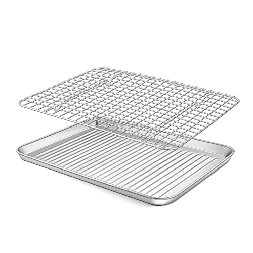 Homikit Backblech mit Abkühlgitter, Edelstahl Rechteckiges Backform Kuchenblech und Kuchengitter zum Backen Braten Servieren, Gesund, Spülmaschinenfest, 31 x 24 x 2,5 cm Homikit Backblech mit Abkühlgitter, Edelstahl Rechteckiges Backform Kuchenblech und Kuchengitter zum Backen Braten Servieren, Gesund, Spülmaschinenfest, 31 x 24 x 2,5 cm von Homikit