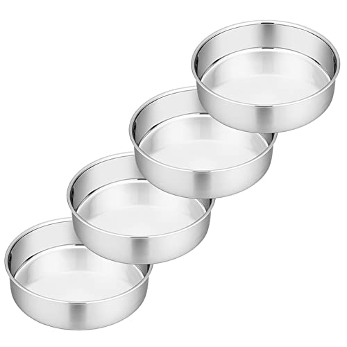 Homikit Backform, 4-teilig Edelstahl Rund Kuchenform Backformen Set, Gesund & Ungiftig, Hochglanzpoliert & Auslaufsicher, Spülmaschinenfest, Ø 16 cm von Homikit