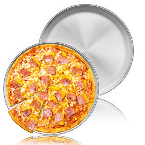 Homikit Pizzablech, 30 cm Rund Edelstahl Pizzaform Pizza Backblech 2er-Set für Backen im Ofen, Gesund & Langlebig, Einfach zu Reinigen & Spülmaschinenfest von Homikit