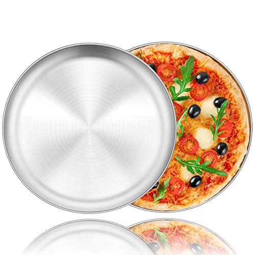 Homikit Pizzablech Set, 2 Stück Edelstahl Rund Pizzaform Pizza Backblech zum Backen im Ofen, 26 cm, Ungiftig & Langlebig, Einfach zu Reinigen & Spülmaschinenfest von Homikit