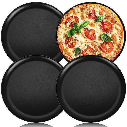 Homikit Pizzablech 4er Set, Ø 30 cm Edelstahl Pizzaform mit Antihaftbeschichtung, Rund Pizza Backblech für Pizzen Backen, Einfach zu Reinigen & Ungiftig & Langlebig von Homikit