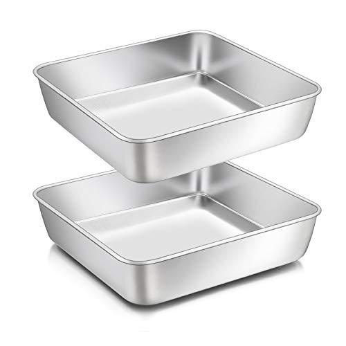 Homikit Quadratische Kuchenform, Edelstahl eckige Brownie Backform Auflaufform 2er-Set, 21 x 21 x 5 cm, Perfekt für Kuchen/Backen, Gesund & Ungiftig, Spülmaschinengeeignet, Nicht Geeignet für Airfryer Homikit Quadratische Kuchenform, Edelstahl eckige Brownie Backform Auflaufform 2er-Set, 21 x 21 x 5 cm, Perfekt für Kuchen/Backen, Gesund & Ungiftig, Spülmaschinengeeignet, Nicht Geeignet für Airfryer von Homikit
