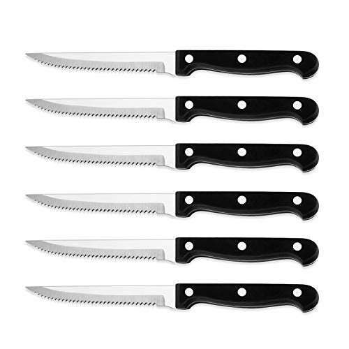 Homikit Steakmesser Set, 6-teilig Gezacktes Steakbesteck, Edelstahl Steak Besteck Messer für Haus Restaurant, Rostfrei & Spülmaschinenfest von Homikit