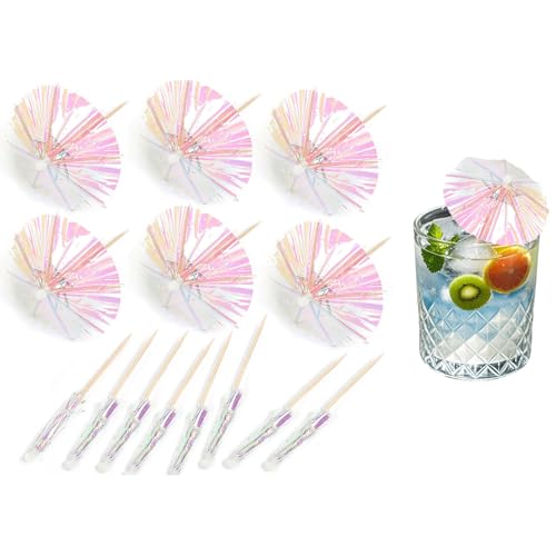 Homiladi Cocktail-Schirme – 50 Stück, laserrosa, Mini-Regenschirme für Getränke, Premium-Papier-Getränke-Zubehör-Set, Kuchendekorationsset und Partyzubehör, tropische Früchte-Topper von Homiladi