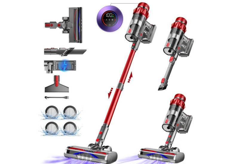 Homimaster Akku-Hand-und Stielstaubsauger Akku Staubsauger,55KPa Akkusauger, Kabelloser Staubsauger, HEPA*4, 550W handstaubsauger mit akku,Staubsauger mit 2200mAh Langzeitakku, Bis zu 70 Min Laufzeit, 1.6L Staubbehälter, Kabelloser Staubsauger für Tierhaare, Teppich und Hartböden von Homimaster