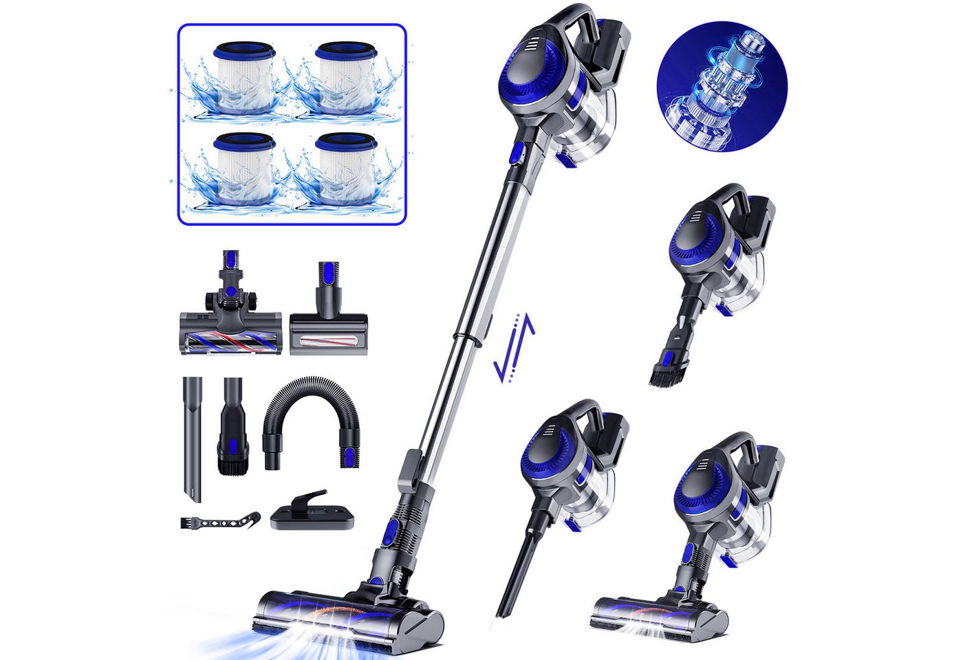 Homimaster Akku-Hand-und Stielstaubsauger Akku Staubsauger 50000Pa Akkustaubsauger mit Hoher Saugkraft, Ideal für Teppiche & Hartböden, 50 Min. Laufzeit, LED-Beleuchtung und Abnehmbarer Staubbehälter Homimaster Akku-Hand-und Stielstaubsauger Akku Staubsauger 50000Pa Akkustaubsauger mit Hoher Saugkraft, Ideal für Teppiche & Hartböden, 50 Min. Laufzeit, LED-Beleuchtung und Abnehmbarer Staubbehälter von Homimaster