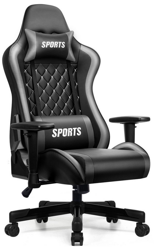 Homimaster Gaming-Stuhl Gaming Stuhl, Ergonomischer Bürostuhl,Gaming Chair mit Wippfunktion (Mit verstellbarem Lendenkissen, Kopfstütze und Armlehnen, gepolsterter Gamer Stuhl), Gaming Stuhl Wippfunktion bis zu 170°, Bürostuhl 150 kg Belastbarkeit von Homimaster