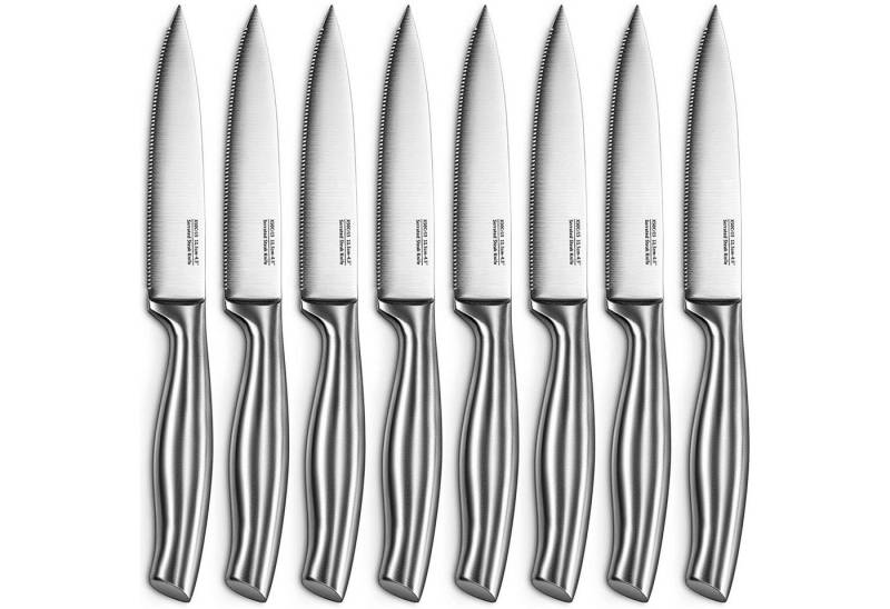 Homimaster Steakmesser Steakmesser, Steakmesser Set, Steakmesser Set 6 teilig 12cm Steakbesteck mit scharfem Wellenschliff , Silbernes Steakmesser von Homimaster