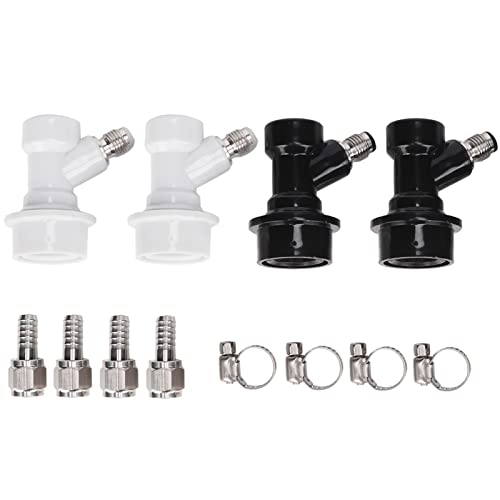 Hominas Ball Lock Disconnects Set, 4 Stück Gewinde Ball Lock Fass Armaturen Kunststoffverbinder mit Schlauchschellen für Heimbrauen und Weinherstellung von Hominas
