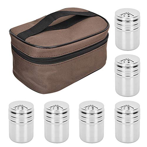 Hominas Camping-Gewürzbox, 6-teilig, Reise-Gewürzbehälter, Flasche mit Tragetasche, Salz-Gewürzdose und Pfeffer-Set für Outdoor-Grill-Kochen Hominas Camping-Gewürzbox, 6-teilig, Reise-Gewürzbehälter, Flasche mit Tragetasche, Salz-Gewürzdose und Pfeffer-Set für Outdoor-Grill-Kochen von Hominas