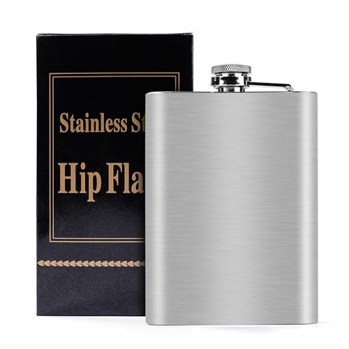 Hominas Flachmann Edelstahl 8 oz Tragbare Flachmänner Klein Auslaufsicher mit Trichter für Whiskey Rum Wodka für Männer und Frauen von Hominas