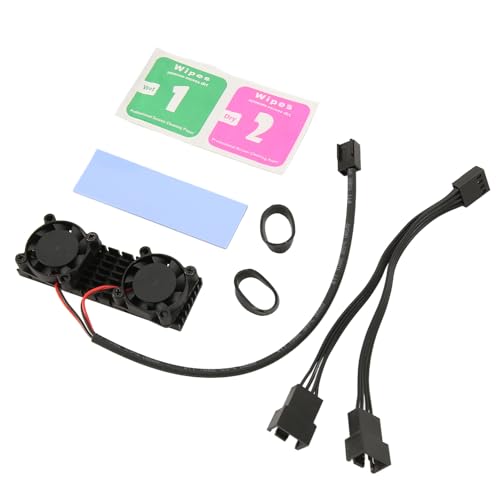 Hominas M.2 2280 SSD Kühler Kühlkörper mit 2 Lüfter, Aluminium, 3-pin M.2 SSD Heizkörper für Desktop Computer von Hominas