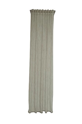 Homing halbtransparente gemusterte Gardine mit Streifen | dekorativer Vorhang Grau Terra Orange (1Stück) 245 x 140 cm (HxB) von Homing