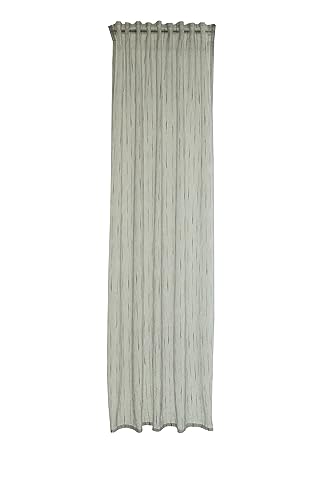 Homing halbtransparente gemusterte Gardine mit Streifen | dekorativer Vorhang Schwarz Weiß (1Stück) 245 x 140 cm (HxB) von Homing