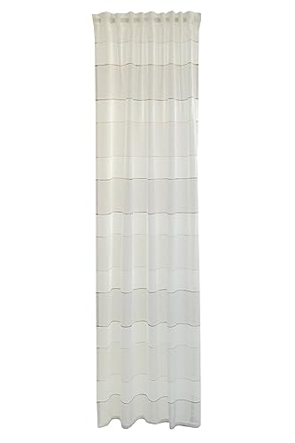 Homing transparente Gardine gestreift | Uni Creme Natur Beige | Recycelt | Wohnzimmer Schlafzimmer Kinderzimmer dekorativ | Vorhang(1Stück) 245 x 140 cm(HxB) von Homing