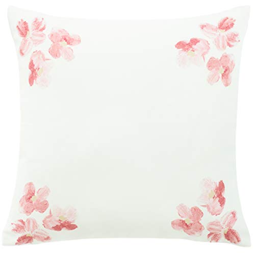 Homing Kissenhülle Creme rosa | Kissenbezug modern floral Rosen | Bedruckt Wohnzimmer Schlafzimmer Kinderzimmer | (1 Stück) 45x45 cm dekorativer Kissenbezug von Homing