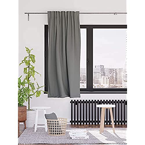 Homing blickdichter Verdunklungsvorhang Uni GardineVorhang Wohnzimmer Schlafzimmer Kinderzimmer Dekostoff, Grau, 1 Stück, H x B: 175 cm x 140 cm, 5492-21, 175 x 140 cm von Homing