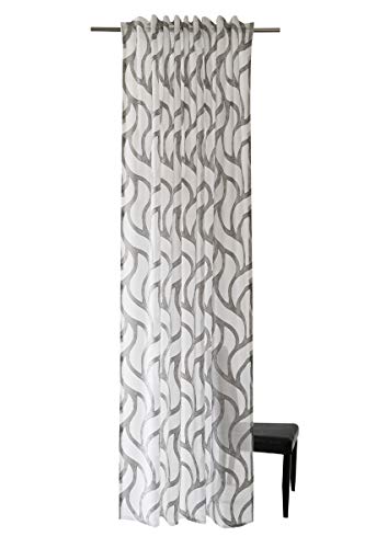 Homing halbtransparenter Vorhang mit verdeckten Schlaufen weiß-grau (1Stück) 245 x 140 cm (HxB) 5433-28 von Homing