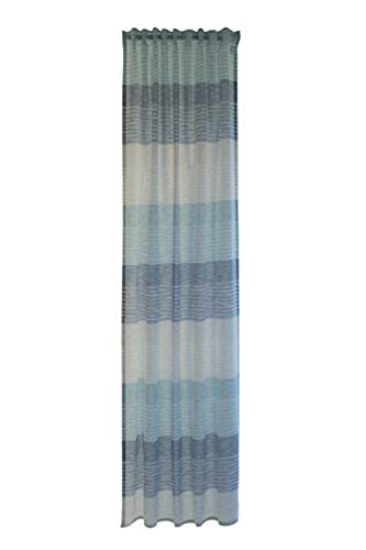 Homing halbtransparenter Vorhang Petrol | Modern quergestreift blau | Wohnzimmer Schlafzimmer Kinderzimmer (1Stück) 245 x 140 cm (HxB) von Homing