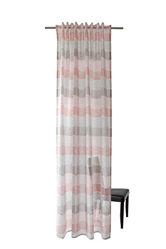 Homing halbtransparenter Vorhang quergestreift Rose (1Stück) 245 x 140 cm (HxB) von Homing