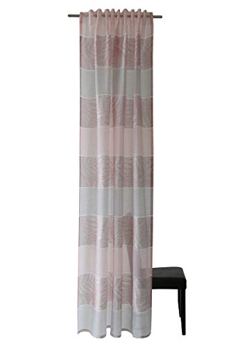 Homing halbtransparenter Vorhang quergestreift Rose (1Stück) 245 x 140 cm (HxB) 5411-19, 140 x 245 cm von Homing