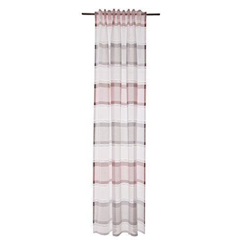 Homing halbtransparenter Vorhang quergestreift Rose-grau (1Stück) 245 x 140 cm (HxB), 5033-15 von Homing