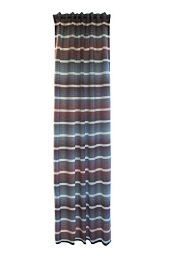 Homing halbtransparenter Vorhang quergestreift blau-Bordeaux (1Stück) 245 x 140 cm (HxB) 5484-22 von Homing