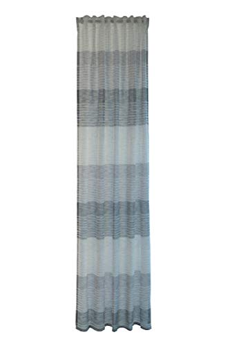 Homing halbtransparenter Vorhang grau | Modern quergestreift anthrazit grau | Wohnzimmer Schlafzimmer Kinderzimmer (1Stück) 245 x 140 cm (HxB) von Homing
