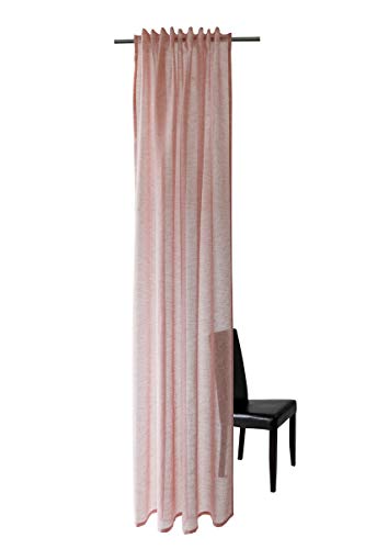 Homing transparenter Vorhang Uni Gardine Rosa Rose einfarbig | Wohnzimmer Schlafzimmer Küche Kinderzimmer | Dekostoff (1Stück) 245 x 140 cm(HxB) von Homing