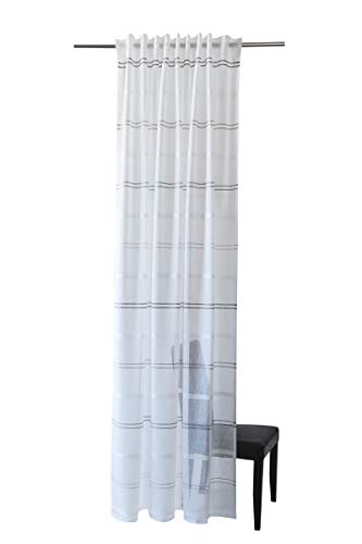 Homing transparenter Vorhang quergestreift weiß-grau (1Stück) 245 x 140 cm (HxB), 5415-15, Weiss-grau von Homing