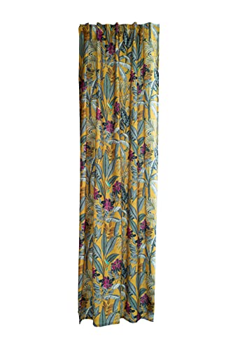 Homing Vorhang florales Dschungelmuster Safran Gelb Senf (1 Stück) | Blickdicht Blüten modern | Wohnzimmer Schlafzimmer Kinderzimmer | 140 x 245cm von Homing