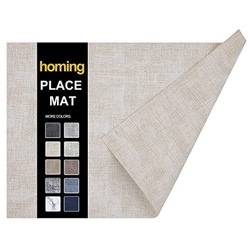 homing Kunstleder Hitzebeständig Platzsets 6er Set - Wasserdicht Abwischbar Platzsets für Esstisch Leicht zu reinigen Küche Beige Tischsets von Homing