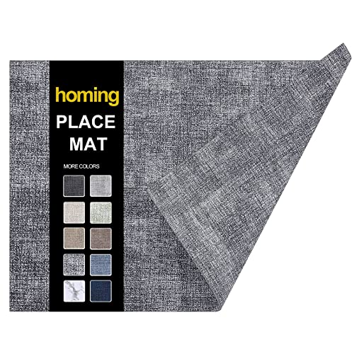 homing Kunstleder Hitzebeständig Platzsets 6er Set - Wasserdicht Abwischbar Platzsets für Esstisch Leicht zu reinigen Küche Schwarz und Weiß Tischsets von Homing