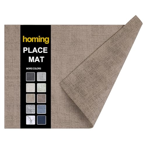 homing Kunstleder Hitzebeständige Tischsets 6er Set - Wasserdicht Abwischbar Dining PU Platzsets für Innen & Außen, Leicht zu reinigen - Camel von Homing