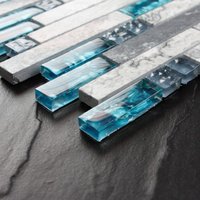 Handgefertigte Mosaikfliese Für Handwerk Glasmix-stein Lineares Muster Wohnkultur Backsplash Wandkunst von Hominter