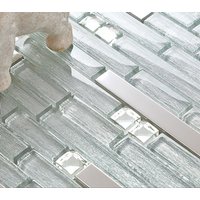 Silber Edelstahl Und Glas Backsplash Fliesen Mit Strasssteinen B903-12, 3 "x 11, 7" Pro Blatt, Verspiegelte Metallmosaik Boden - Wandfliesen Silber Edelstahl Und Glas Backsplash Fliesen Mit Strasssteinen B903-12, 3 "x 11, 7" Pro Blatt, Verspiegelte Metallmosaik Boden - Wandfliesen von Hominter