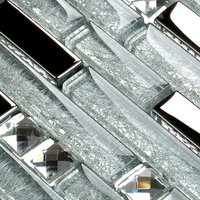 Silber Glas Linear Backsplash Fliesen Mit Strass-Mosaik Bling Metallic Chrom Küche Und Bad Wandfliesen von Hominter