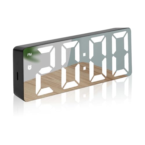 Homirty Wecker Digital, Wecker digital Batteriebetrieben mit Großen Zahlen, Digitaler Wecker mit LED Display, Helligkeit und Lautstärke Regelbar, Snooze, 12/24HR, Digital Uhr Netzbetrieben (Modell 2) von Homirty