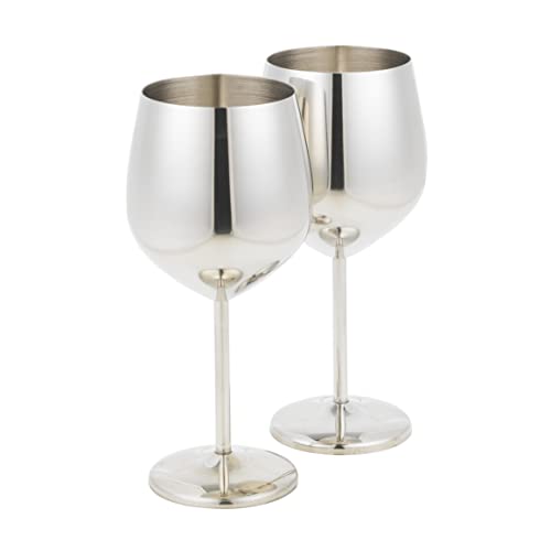 Homiu Edelstahl Weinglas 520ml 2er Pack Rosegold Silber Gold Gläser Geschenk-Set Bruchsicher Kelch (Silber) von Homiu