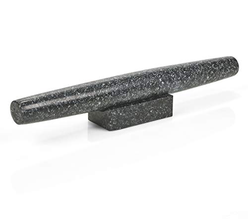 Homiu, Hoch qualitatives Nudelholz/Nudelrolle/Rollholz aus Granit mit einer Länge 40cm, elegantes Naturdesign, polierte Anti Haft – Oberfläche + inkl. Granit Ständer. von Homiu