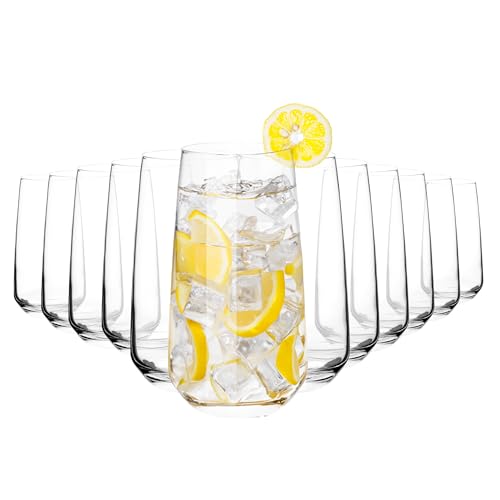 Homiu Highball Trinkgläser | 12er Set | 480 ml | Kristallgläser | Longdrinkgläser | Trinkgläser | Florence Collection | spülmaschinenfest von Homiu