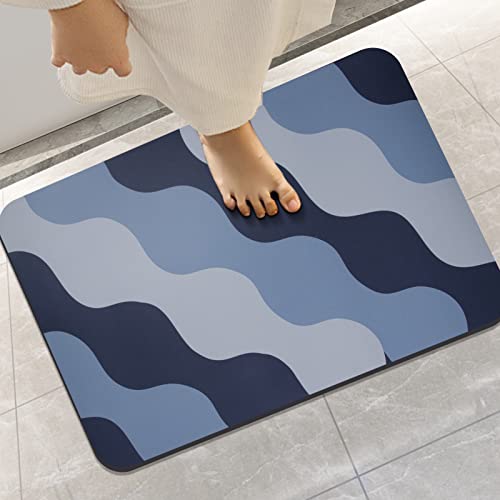 Homlab Badematte Rutschfester Badezimmerteppich absorbierender Badteppich 40x60cm schnelltrocknende Badematte Home, Badvorleger Saugfähig Saugstark Waschbar wasserabsorbierend (Blaue Welle) von Homlab