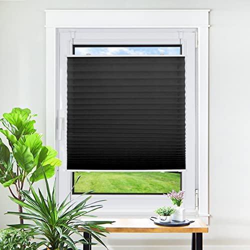 Homland Plissee ohne Bohren Klemmfix Rollo Schwarz 70x130cm(BxH) Jalousie Plisseerollo mit Klemmträger Easyfix Faltrollo für Fenster Tür Lichtdurchlässig und Blickdicht Sicht-und Sonnenschutz von Homland