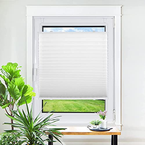 Homland Plissee ohne Bohren Klemmfix Weiß 65x210cm, Plissees für Fenster und Tür, Jalousie Easyfix Homland Plisseerollos mit Klemmträger Sonnenschutz und Sichtschutz lichtdurchlässig Rollo von Homland