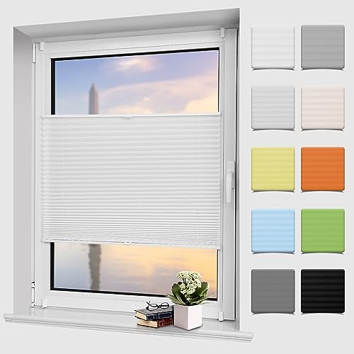 Homland Plissee ohne Bohren Klemmfix Weiß 35x130cm, Plissees für Fenster und Tür, Jalousie Easyfix Homland Plisseerollos mit Klemmträger Sonnenschutz und Sichtschutz lichtdurchlässig Rollo von Homland