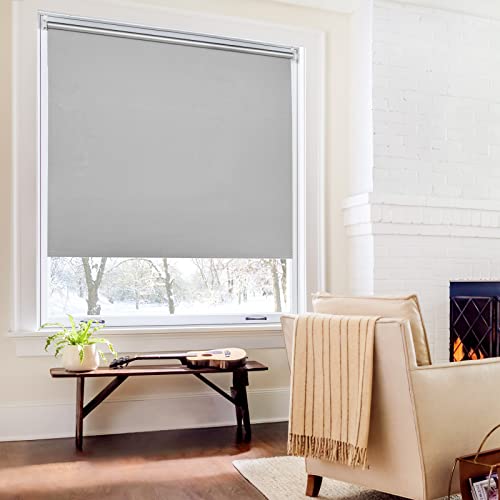 Verdunkelungsrollo Rollo ohne Bohren Verdunkelung 100x140cm(BxH) Hellgrau Lichtblick Thermo-Rollo Verdunklungsrollo Klemmfix Rollos für Fenster und Tür Sicht-und Sonnenschutz Wand-und Deckenmontag von Homland