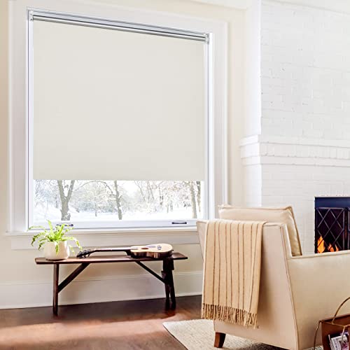 Verdunkelungsrollo Rollos für Fenster und Tür ohne Bohren 110x150cm Creme Thermo Rollo Klemmfix Verdunklungsrollo Fensterrollo Lichtblick Sicht-und Sonnenschutz Wand-und Deckenmontag von Homland