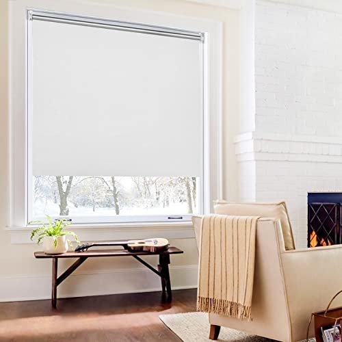 Verdunklungsrollo ohne Bohren Rollos für Fenster und Tür 120x130cm(BxH) Weiß Thermo Rollo Klemmfix Verdunkelungsrollo Seitenzugrollo Lichtblick Sicht-und Sonnenschutz Wand-und Deckenmontag von Homland